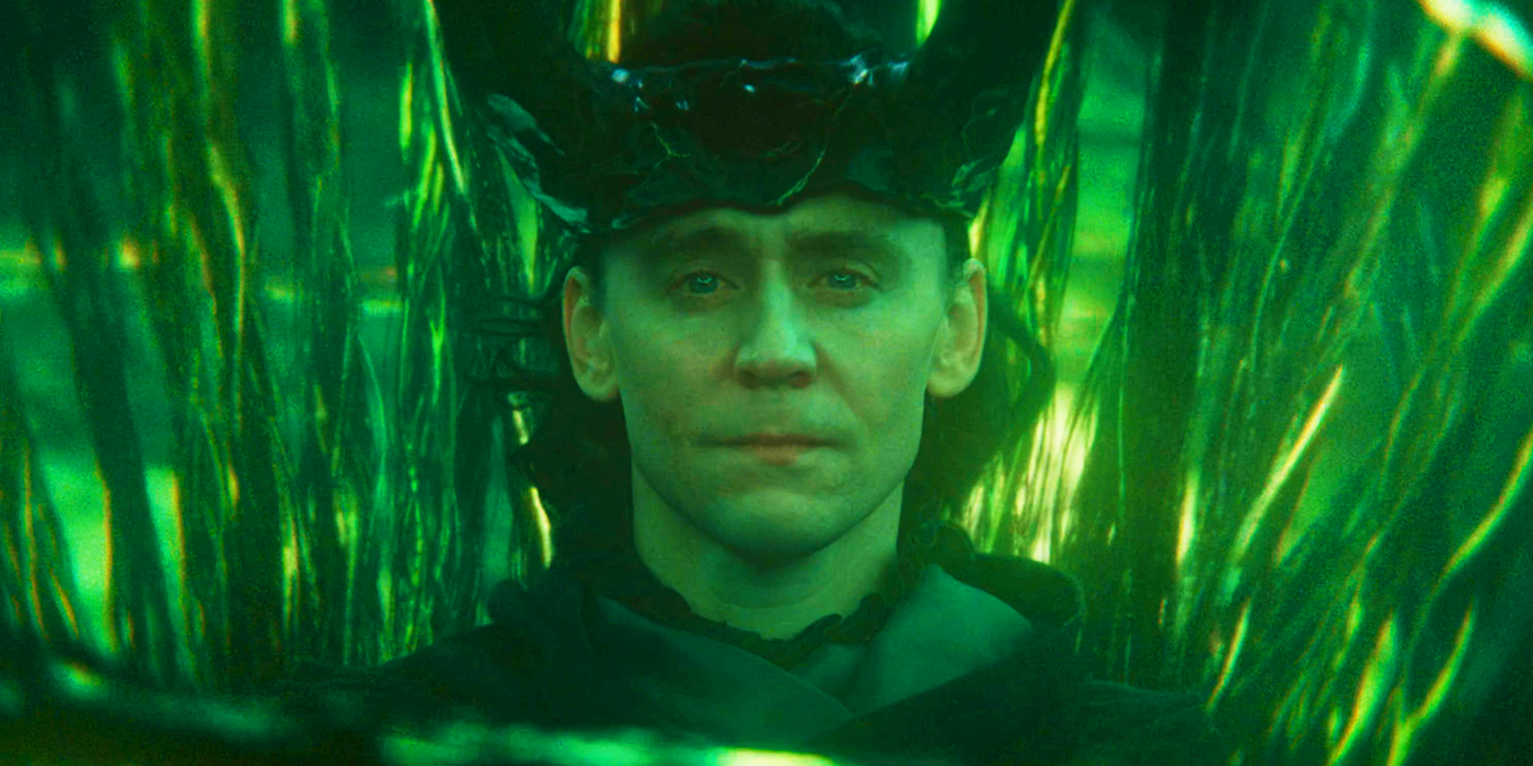 Loki (Tom Hiddleston) protecting the multiverse at the end of time in Loki season 2's final episode