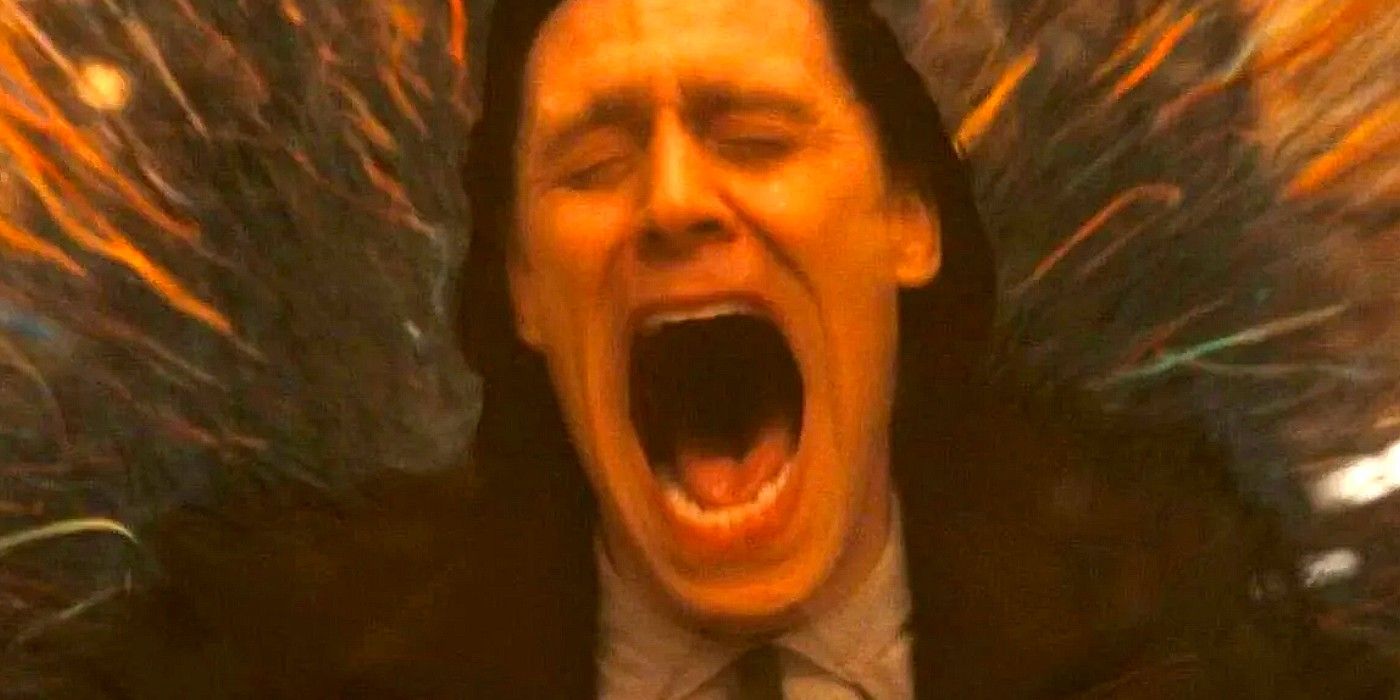 Tom Hiddleston as Loki, screaming as the timeline is destroyed in season 2 episode 5