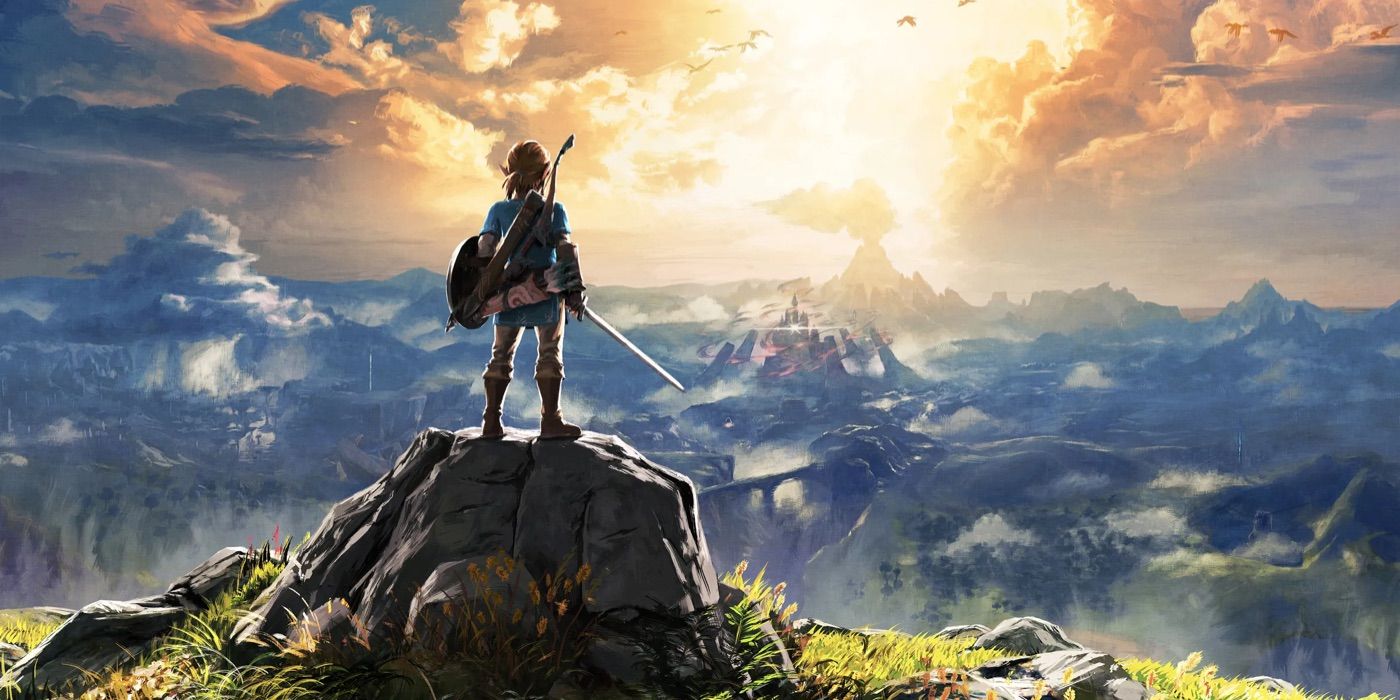 Link overlooks a mountain in The Legend of Zelda Breath of the Wild