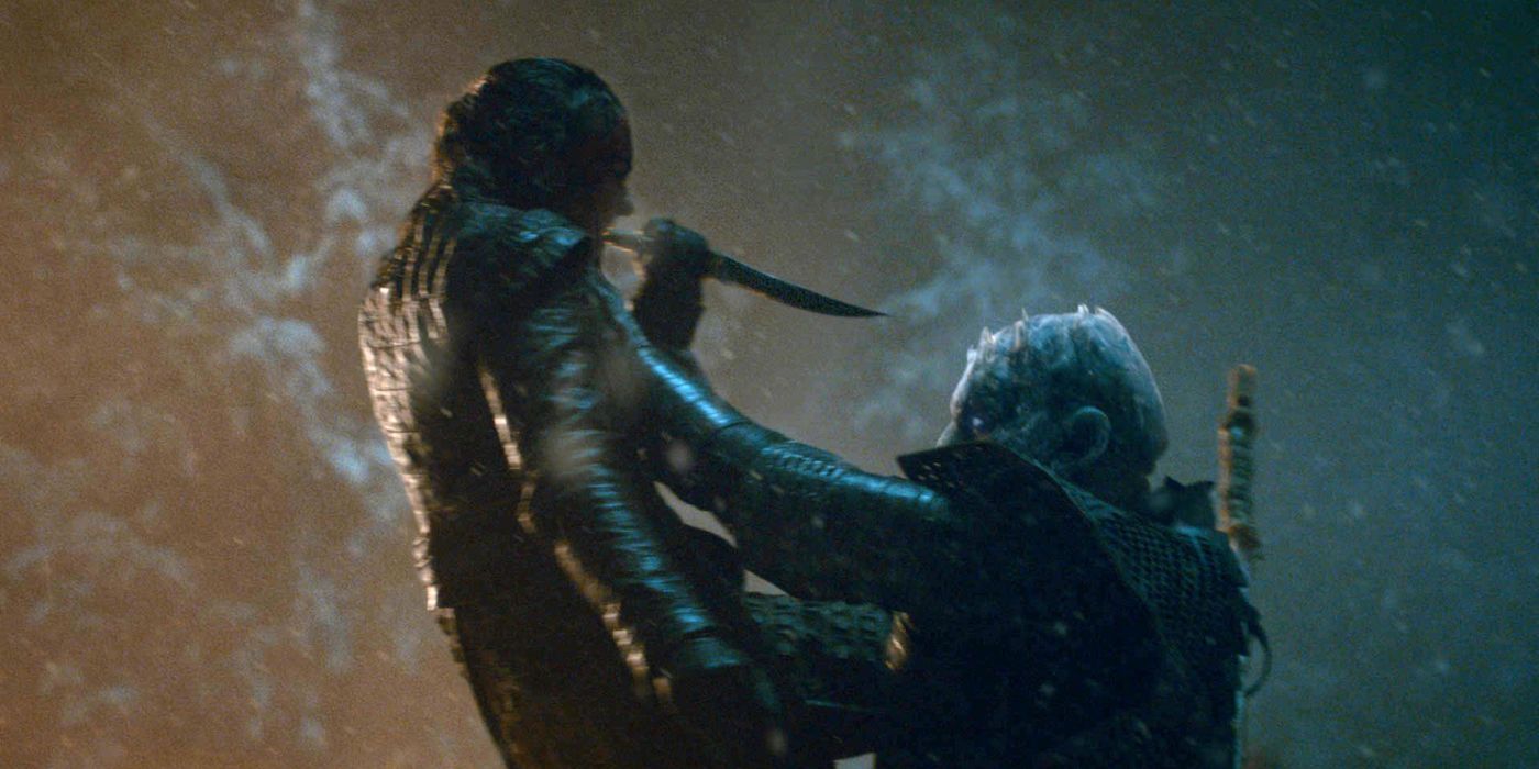 Arya Stark killing the Night King in Game of Thrones season 8 episode 3