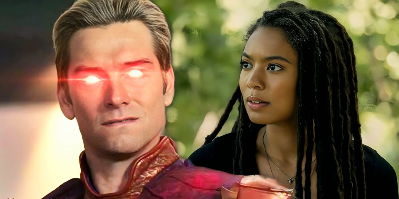 Antony Starr as Homelander in The Boys and Jaz Sinclair as Mari in Gen v