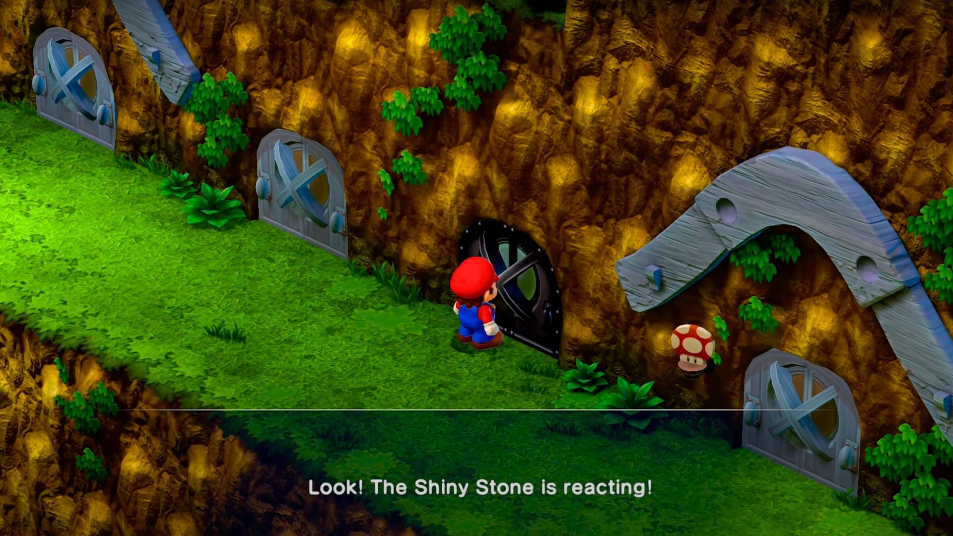 Mario using the Shiny Stone in front of Culex door in Super Mario RPG Remake-1