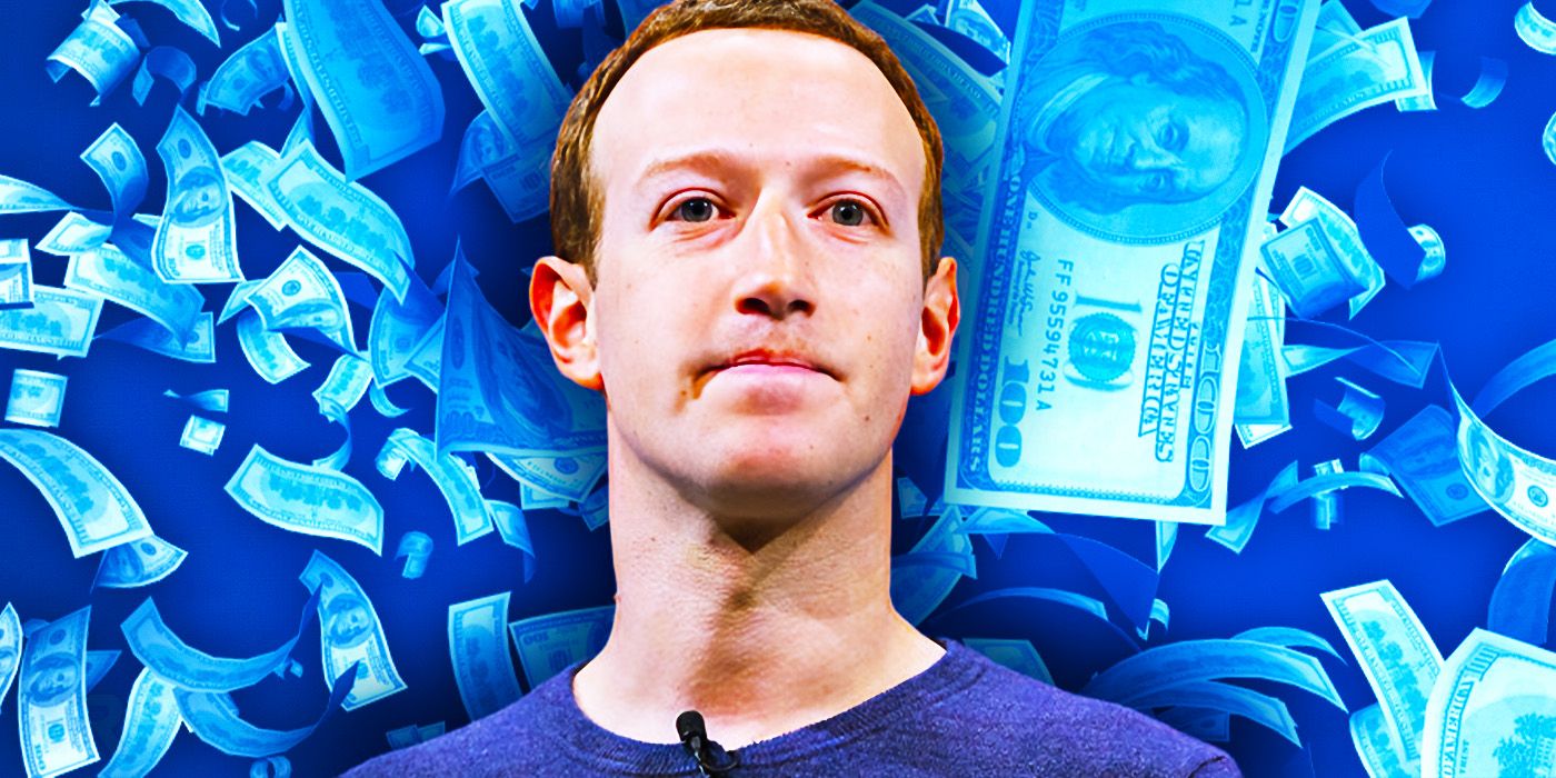 Mark Zuckerberg surrounded by money.