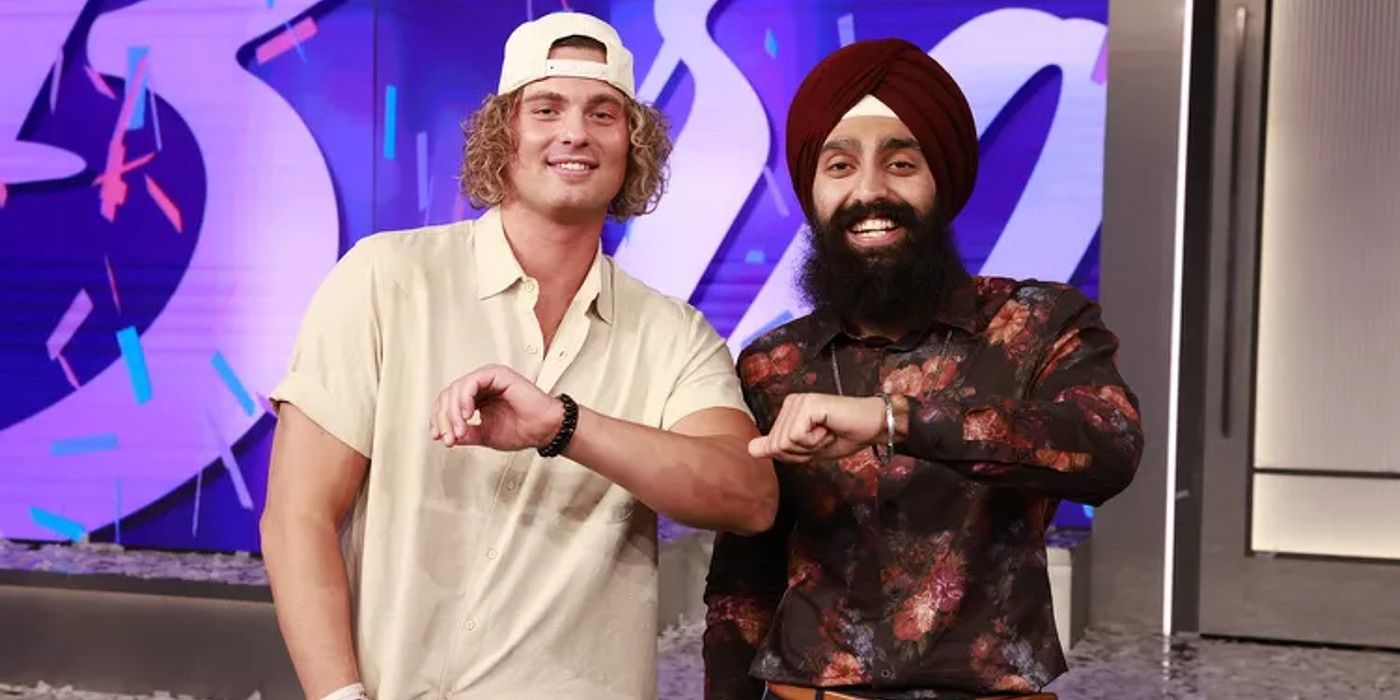 Big Brother 25’s Matt Klotz and Jag Bains raising their arms