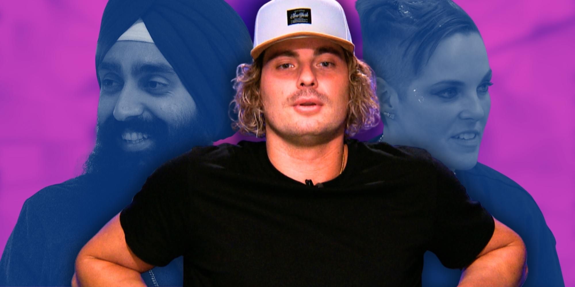 Big Brother 25’s Matt Klotz, flanked by Jag Bains & Bowie Jane