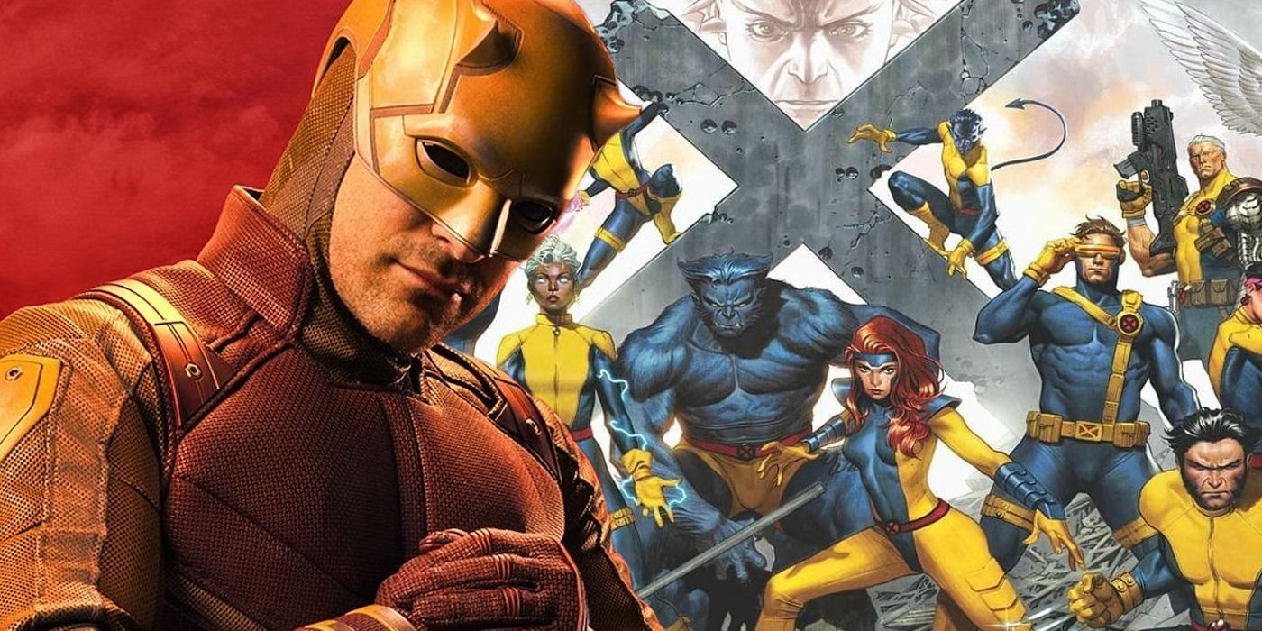 Charlie Cox as Daredevil on a poster for She-Hulk: Attorney at Law and the X-Men in Marvel Comics