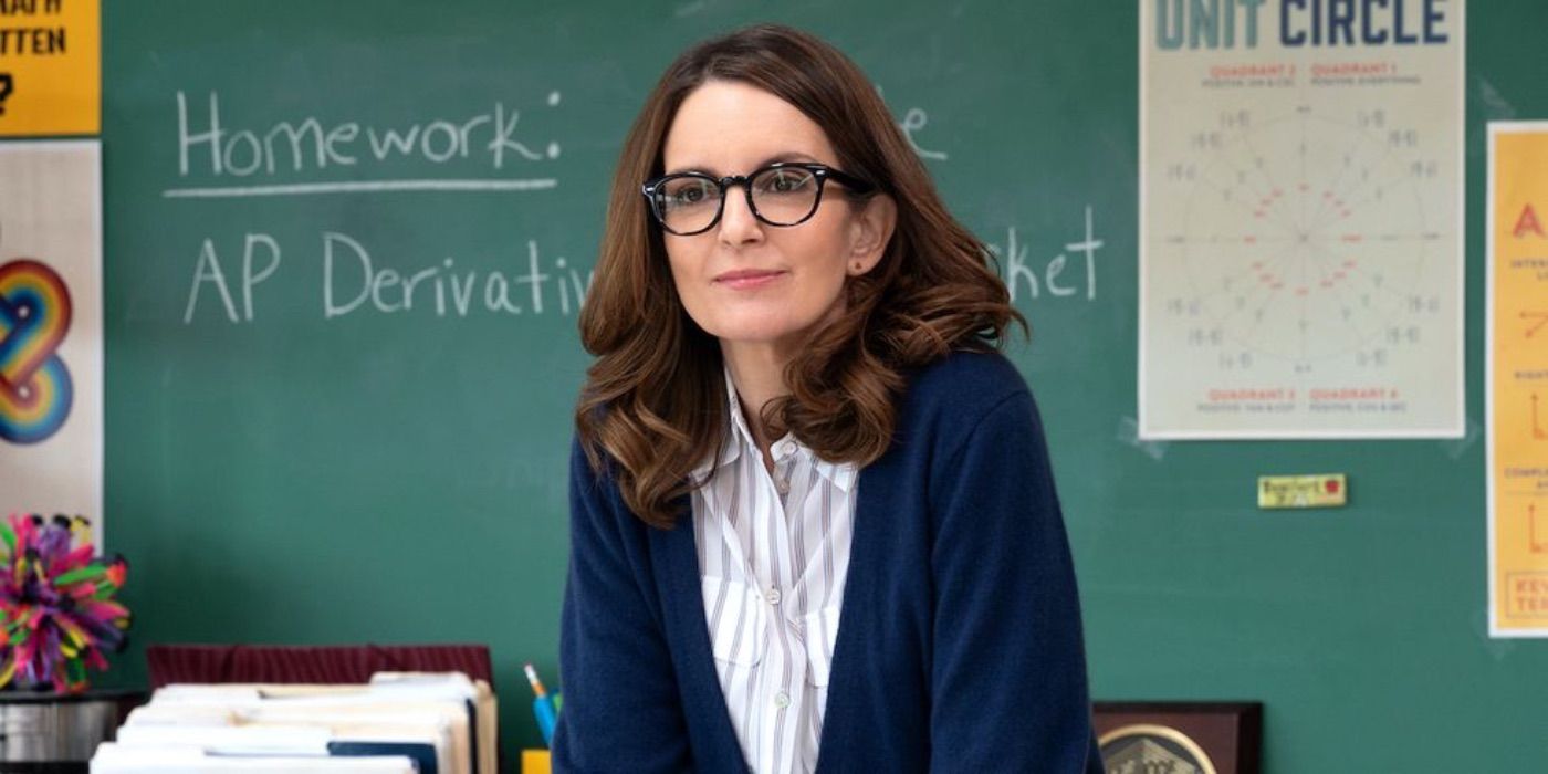 Tina Fey looks on in her classroom as Ms. Norbury in Mean Girls 2024