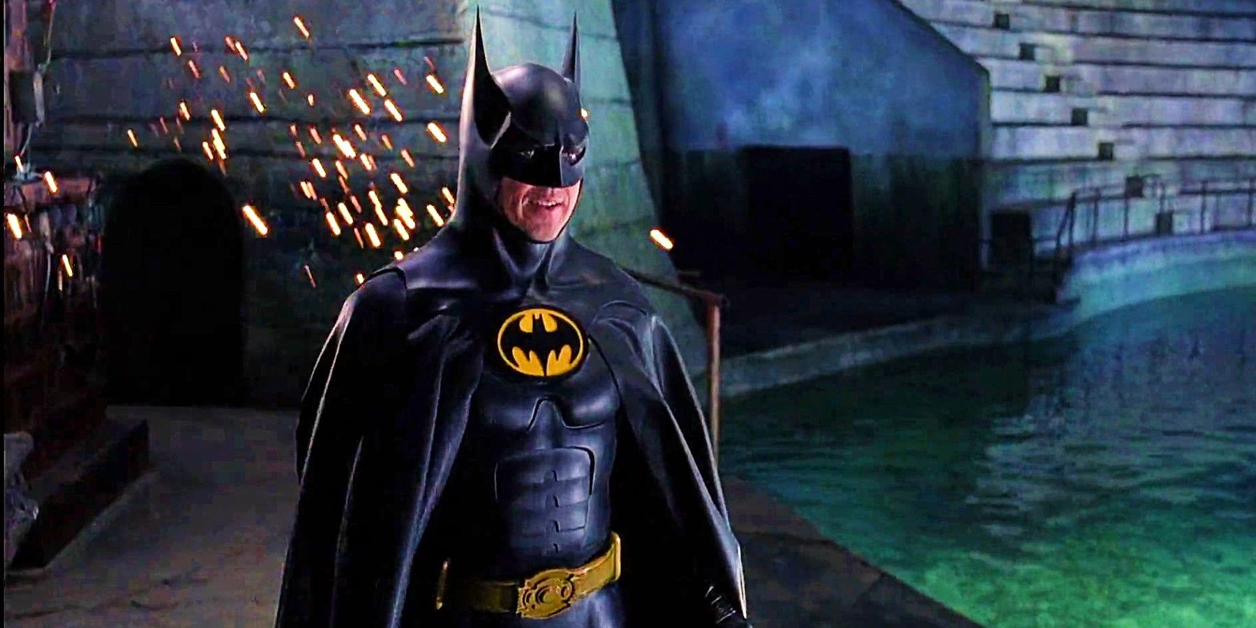 Michael Keaton As Bruce Wayne Standing In Penguin's Lair In Batman Returns