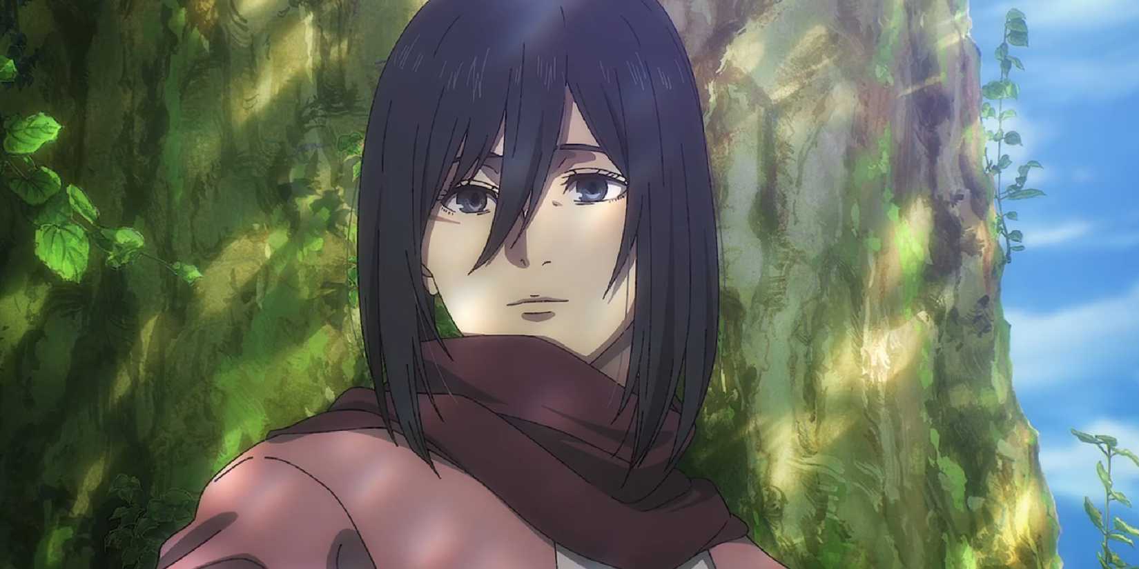 Mikasa smiling in the Attack on Titan finale