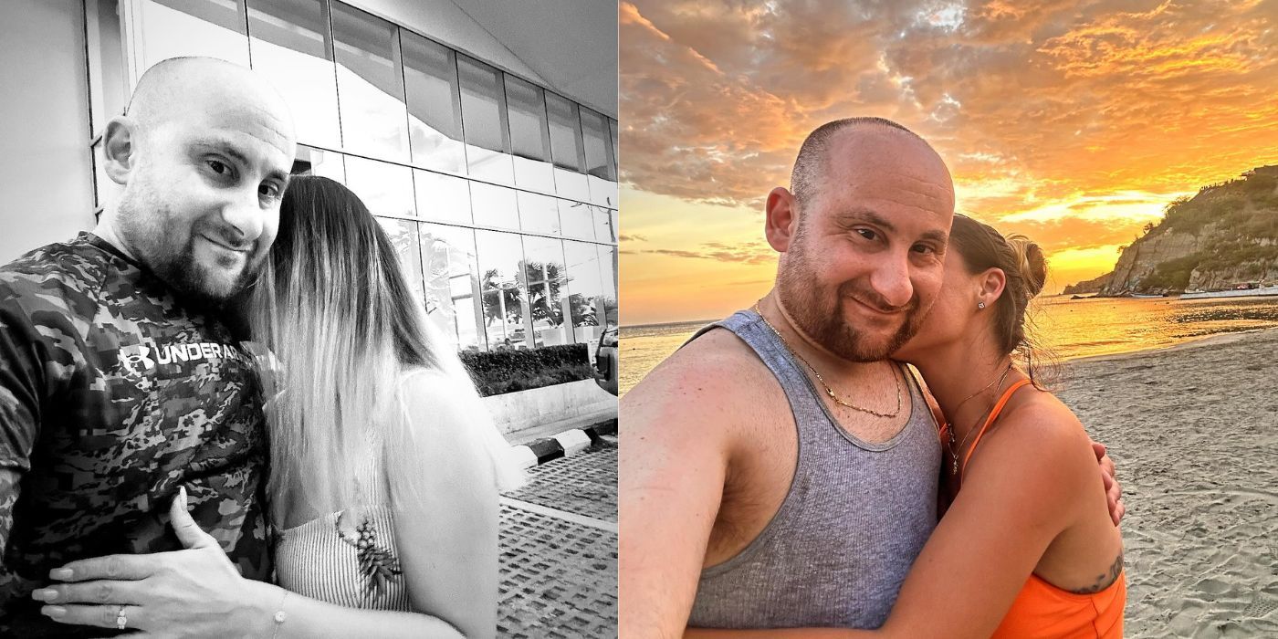 Slide by side images of 90 Day Fiance's Mike Berk with his mystery partner