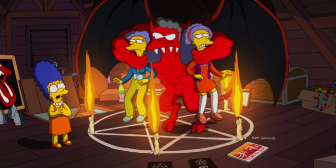 Moe as the devil in The Simpsons