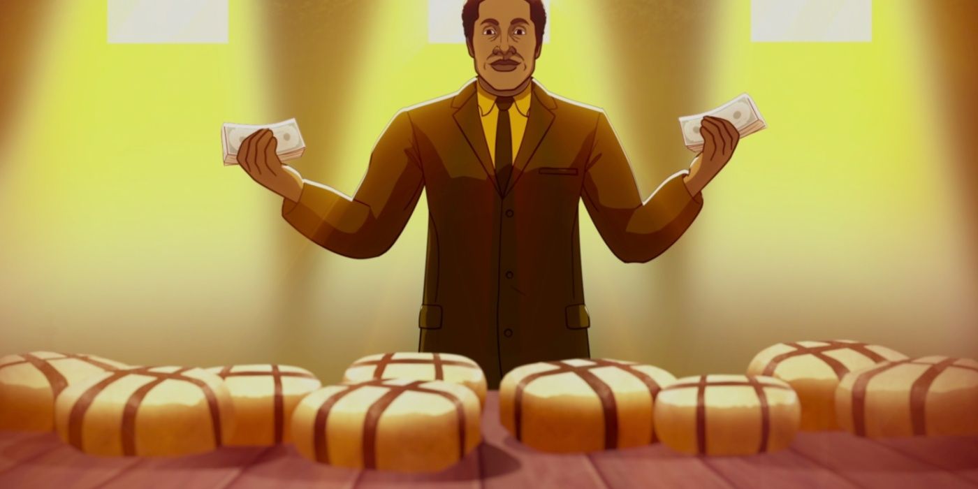 Una versión animada de Frank Lucas en Cómo convertirse en jefe de la mafia