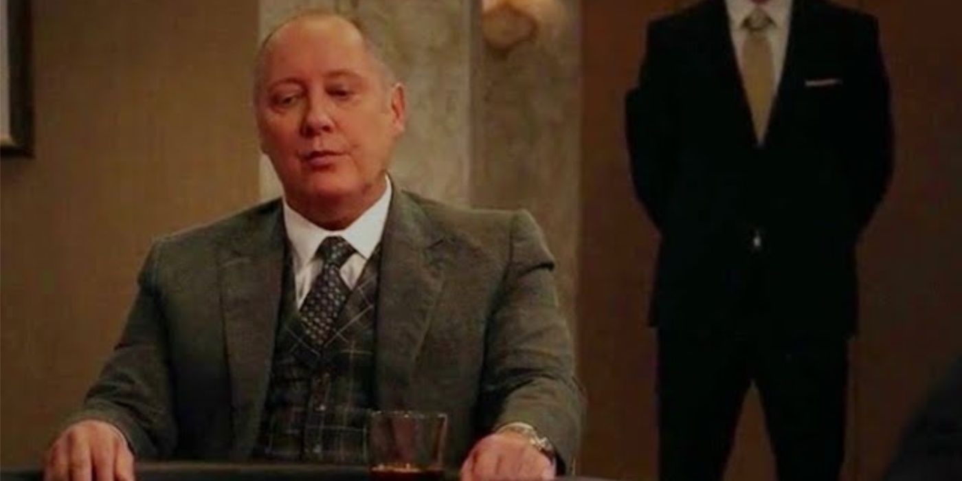 Red (James Spader) sitting at a poker table in The Blacklist