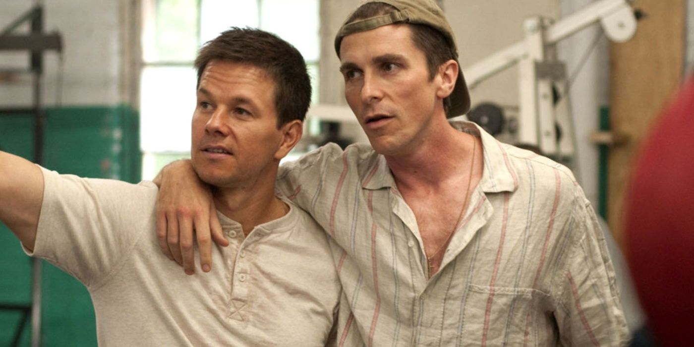 Dicky (Christian Bale) and Micky (Mark Wahlberg) in the gym in The Fighter