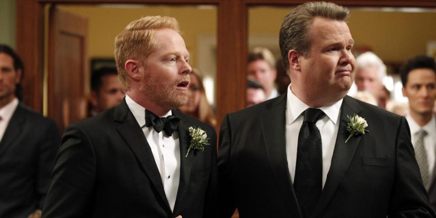 Mitchell and Cameron on their wedding day in Modern Family