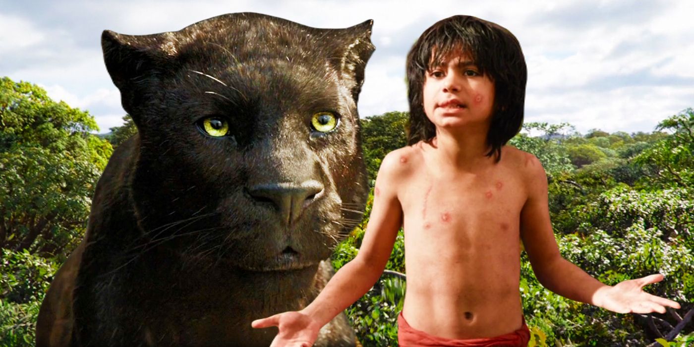 Mowgli and the Panther in The Jungle Book (2016)