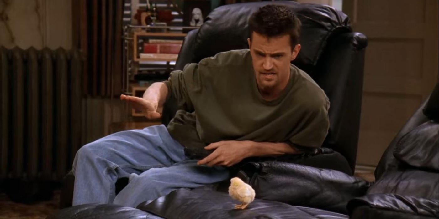 Matthew Perry as Chandler Bing with the Chick on Friends