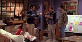 Ross, Chandler and Joey playing the Trivia Quiz in Friends
