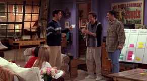 Ross, Chandler and Joey playing the Trivia Quiz in Friends