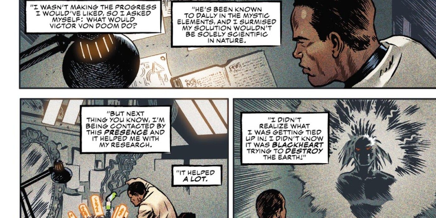 Marvel Unleashed #4, Myron Darkwater, an A.I.M. scientist, is inspired by Doctor Doom