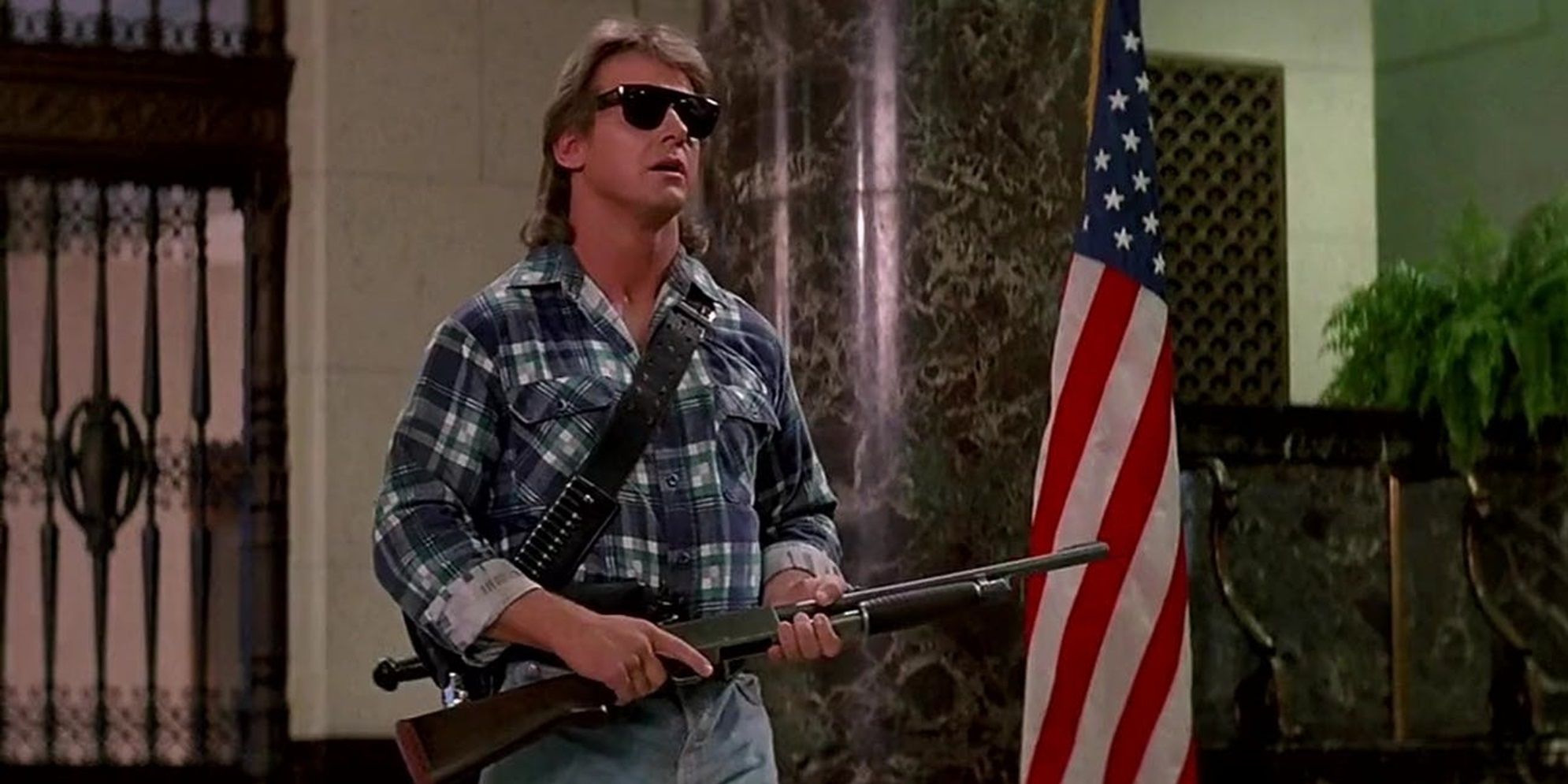 Nada with a shotgun in They Live