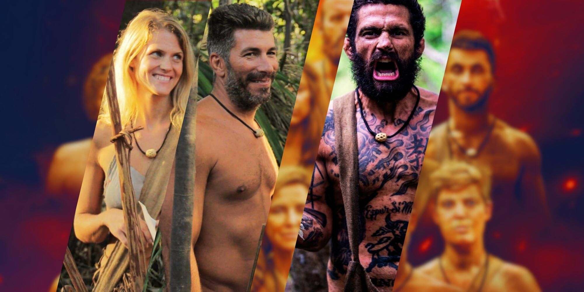 Naked And Afraid cast montage with five side by side shots
