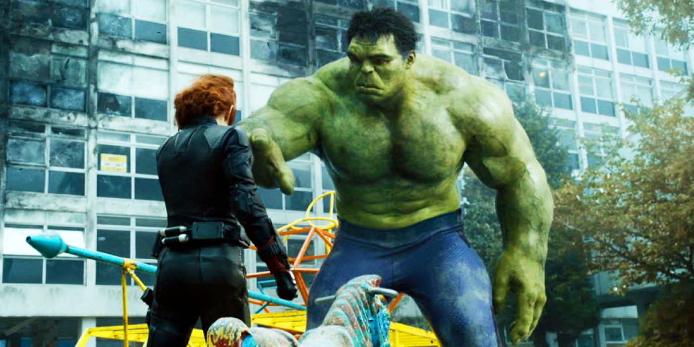 Natasha Romanoff trying to calm the Hulk in Sokovia in Avengers Age of Ultron