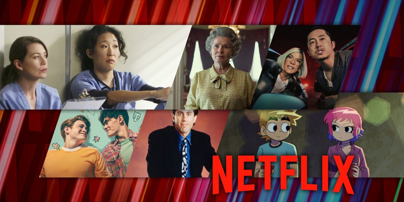 Netflix shows - Grey's Anatomy, The Crown, Beef, Heartstopper, Seinfeld, Scott Pilgrim Takes Off