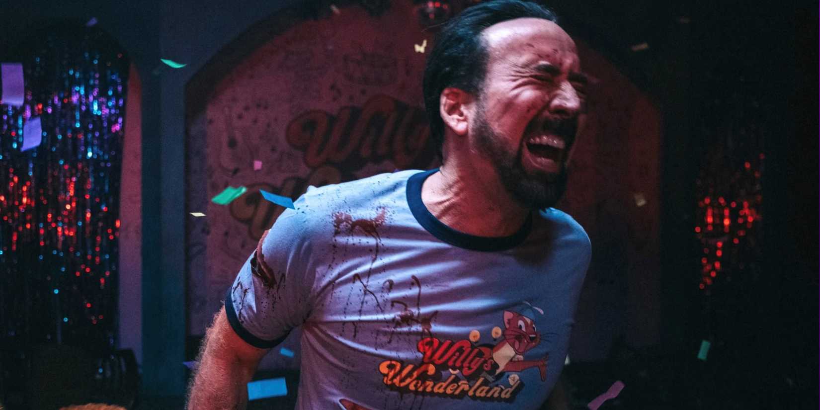 Nicolas Cage screaming in Willy's Wonderland
