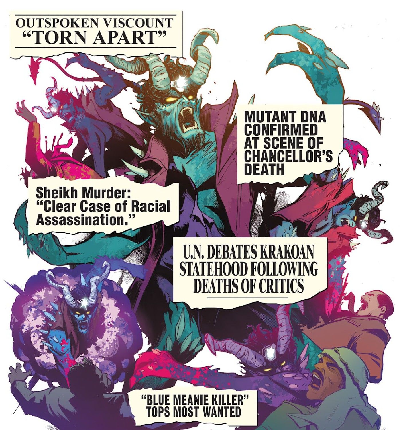 panel from Uncanny Spider-Man #1, Nightcrawler headlines