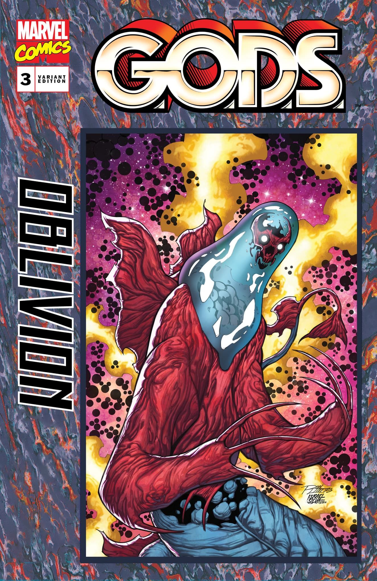 Oblivion on the Ron Lim variant cover to GODS #3