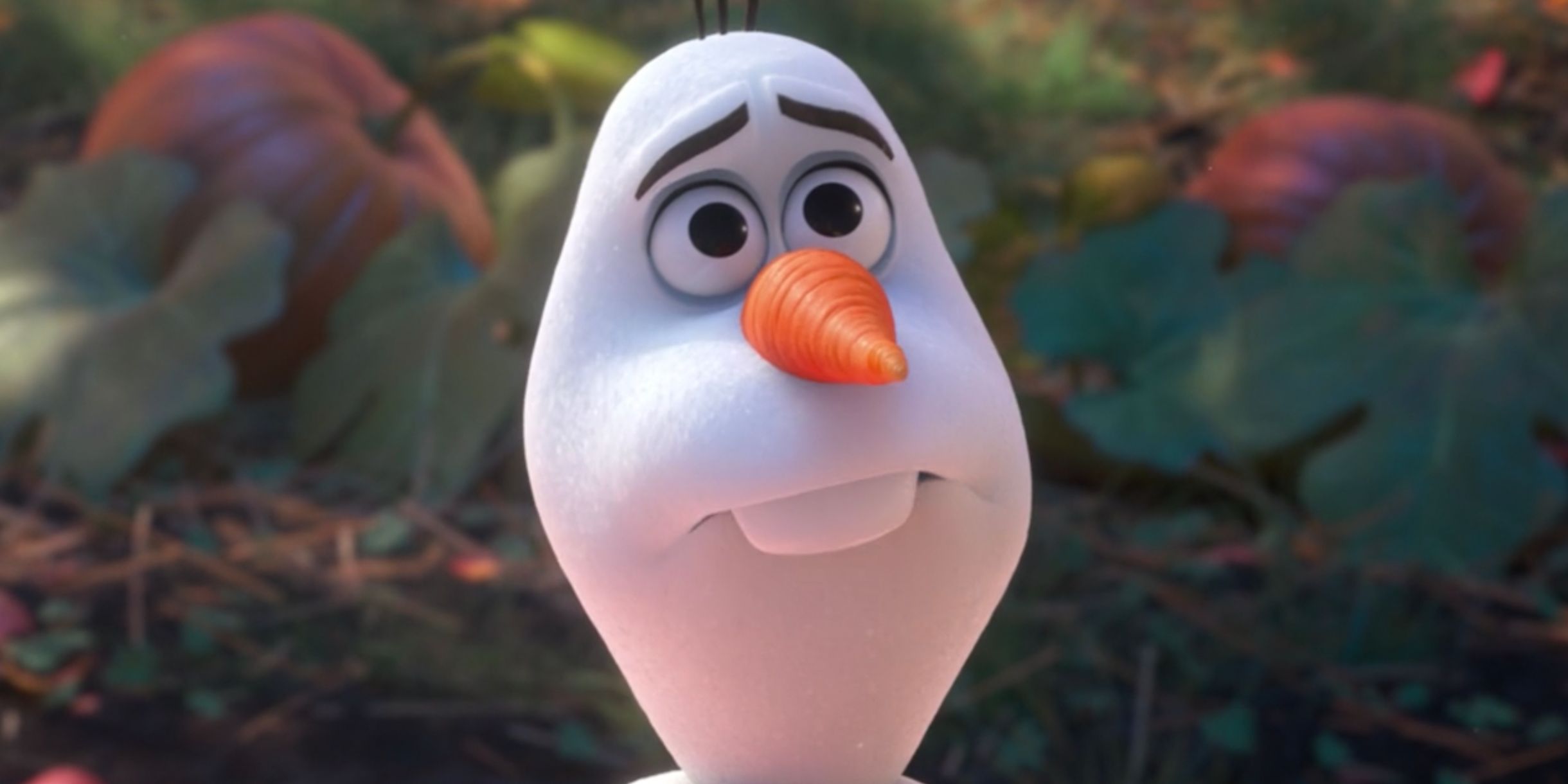 Olaf the snowman (voiced by Josh Gad) thinking in Frozen