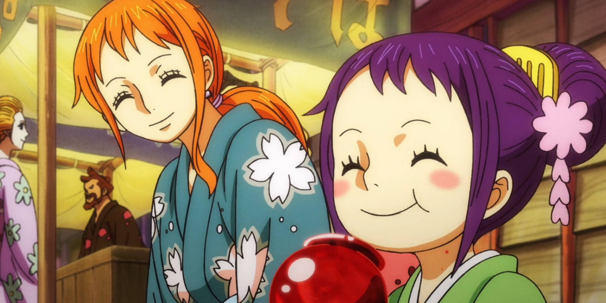 One Piece Nami and Otama enjoy the fire festival