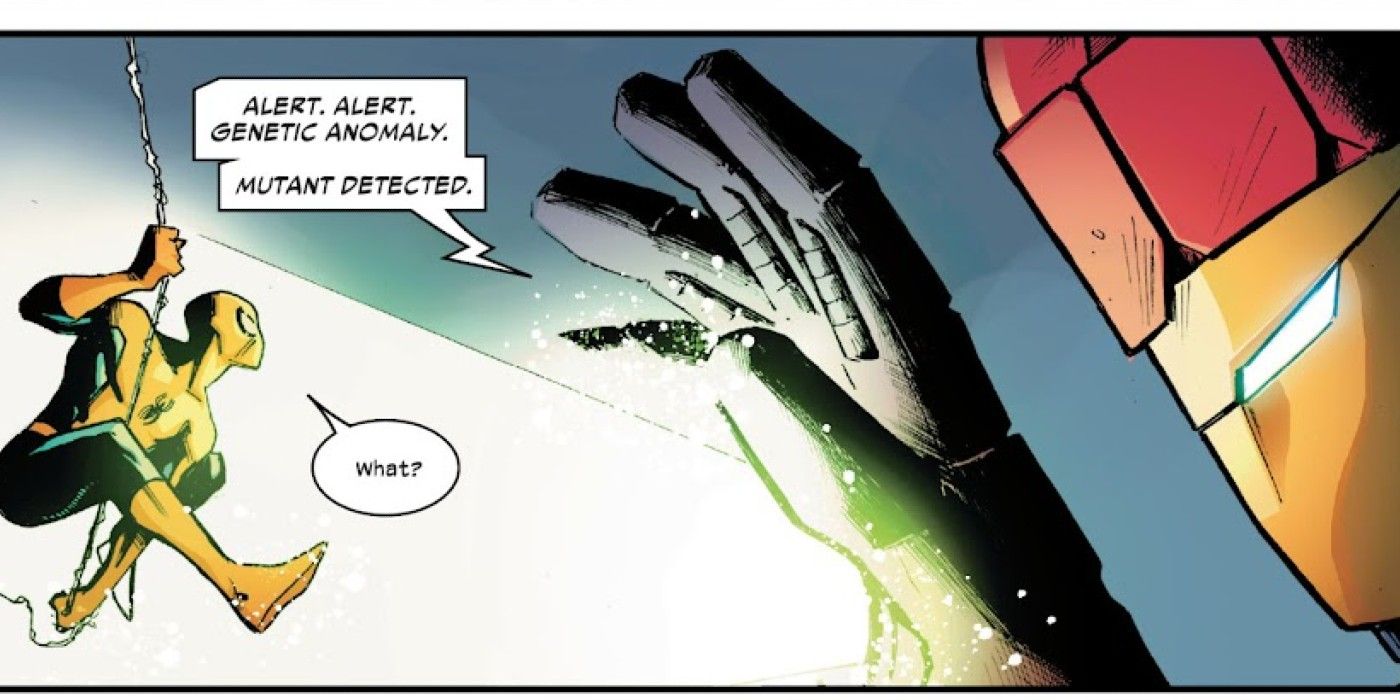 Uncanny Spider-Man #4, Orchis Stark Sentinel accuses Spider-Man of being a mutant