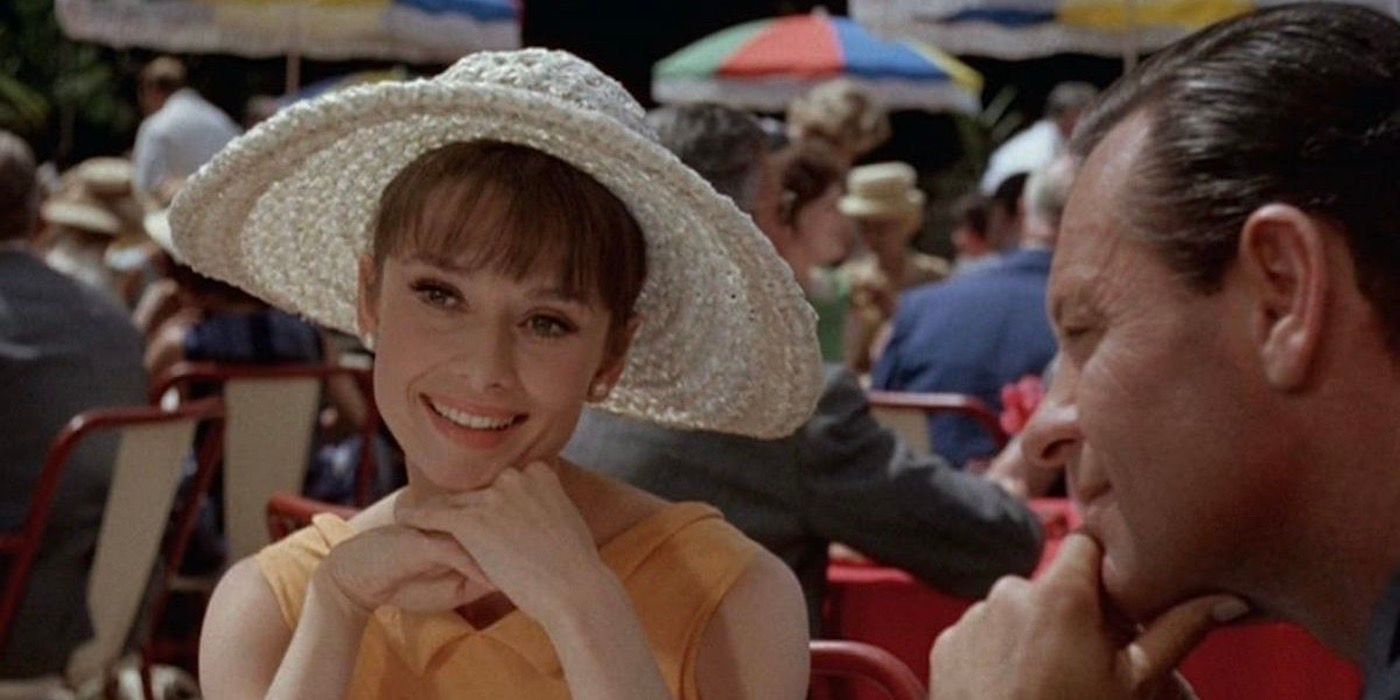 Audrey Hepburn smiling in Paris When It Sizzles