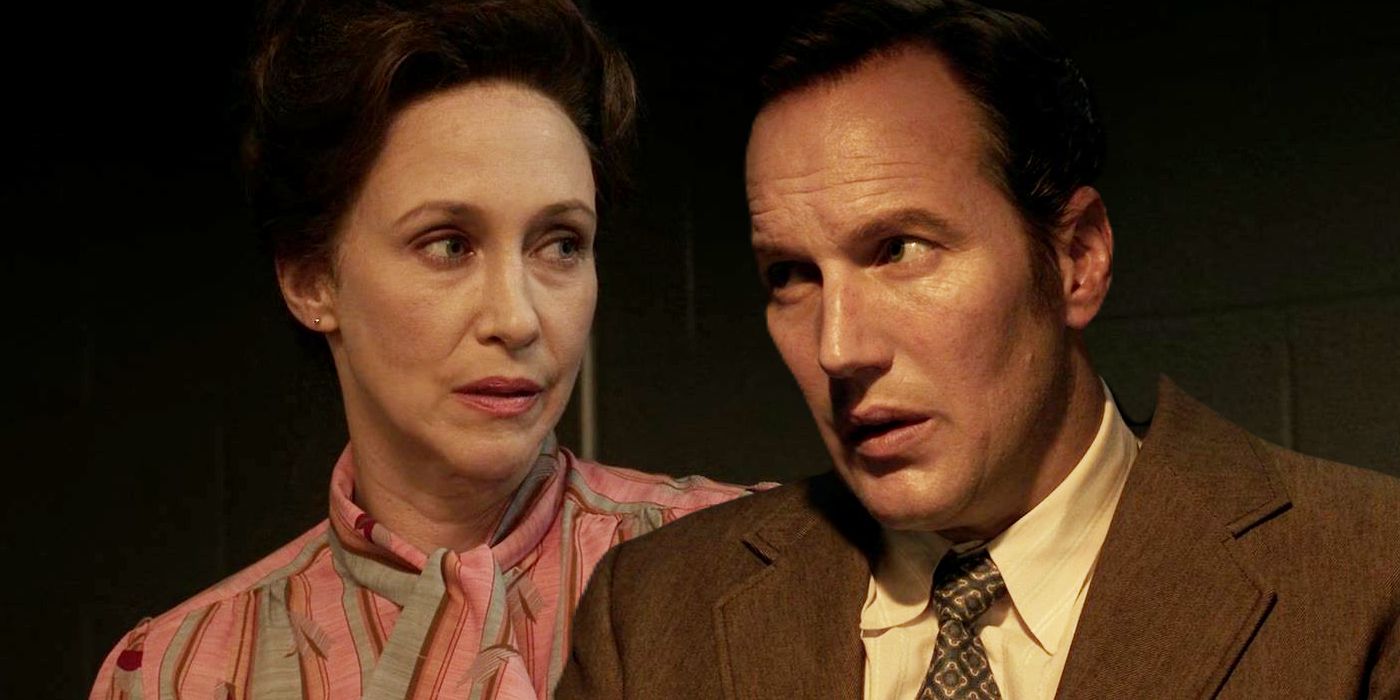 Patrick Wilson and Vera Farmiga as Ed and Lorraine Warren Looking at One Another in The Conjuring The Devil Made Me Do It Edited