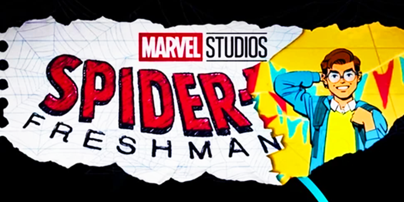 Peter Parker with Spider-Man Freshman Year logo
