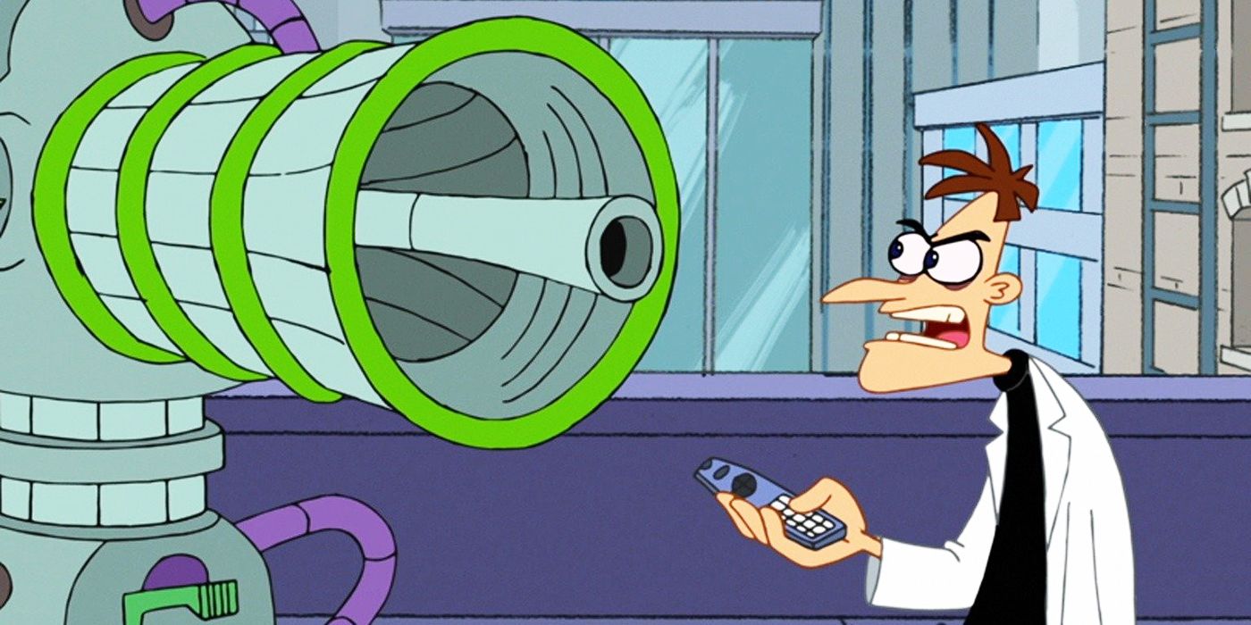 Phineas and Ferb angry Doofenshmirtz talking to a machine