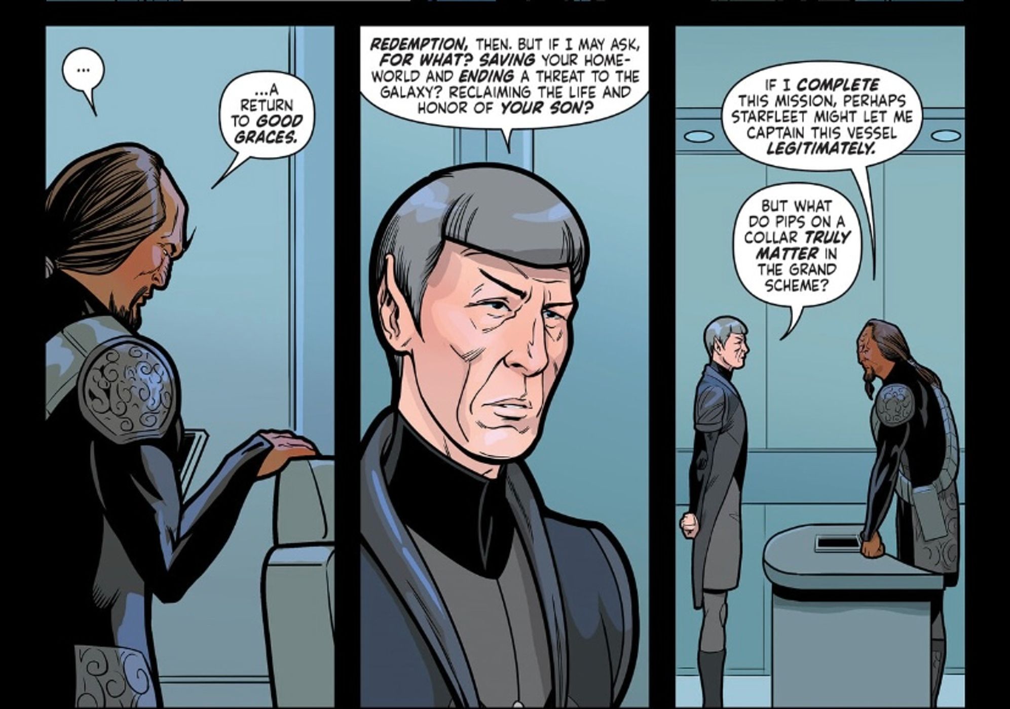 Spock le pregunta a Worf: 