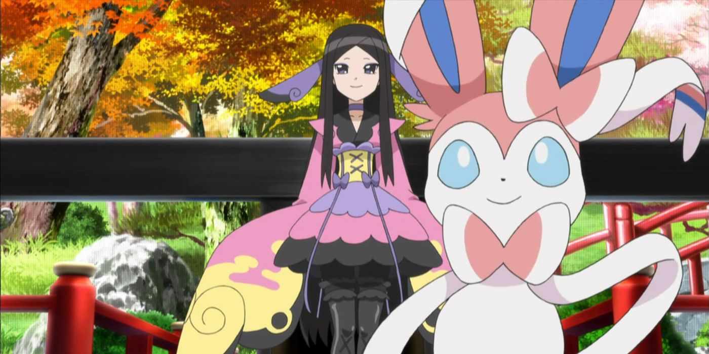 Pokemon: Valerie and her Sylveon get ready to battle Ash.