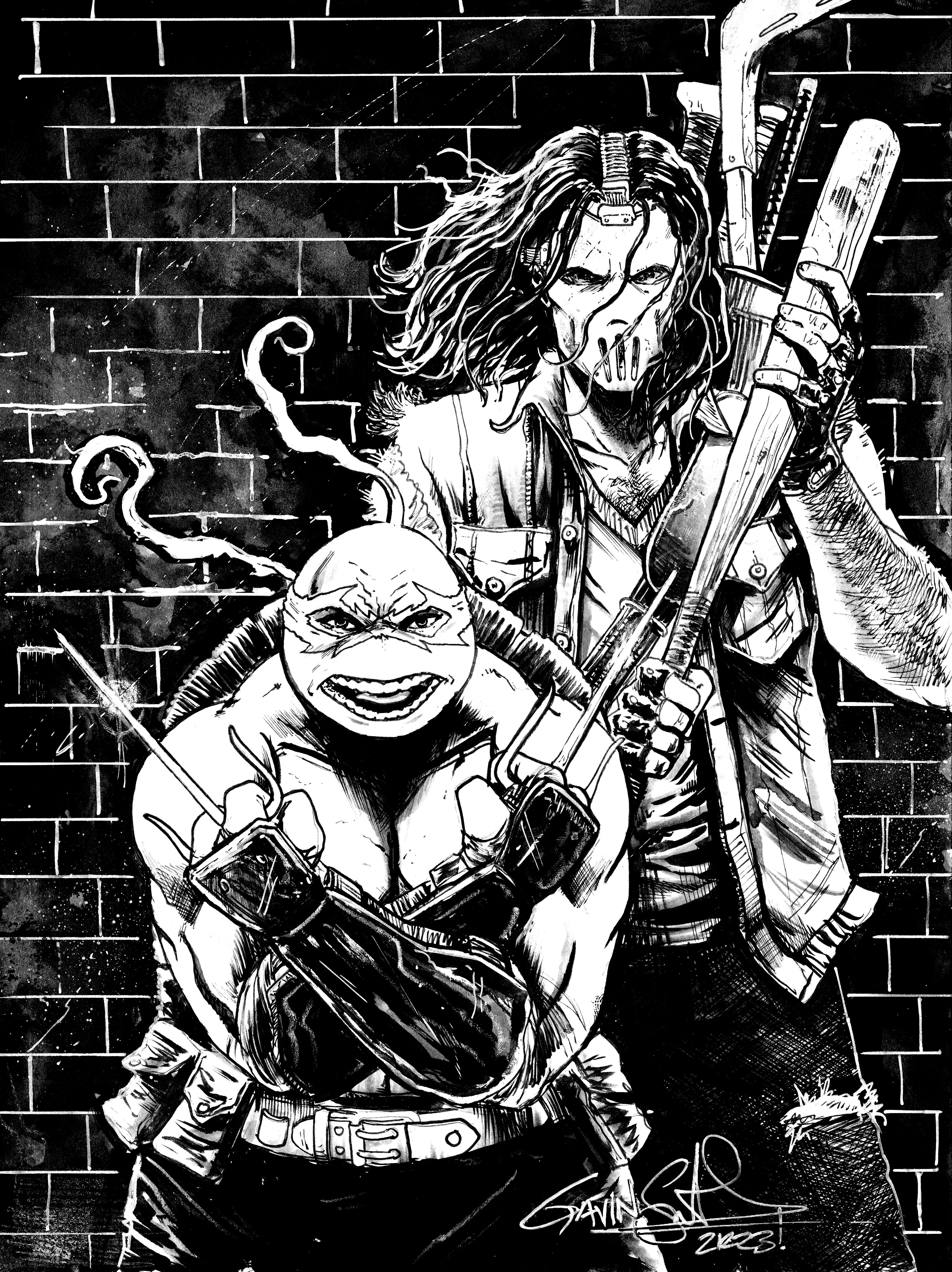 Raph and Casey brandishing their weapons