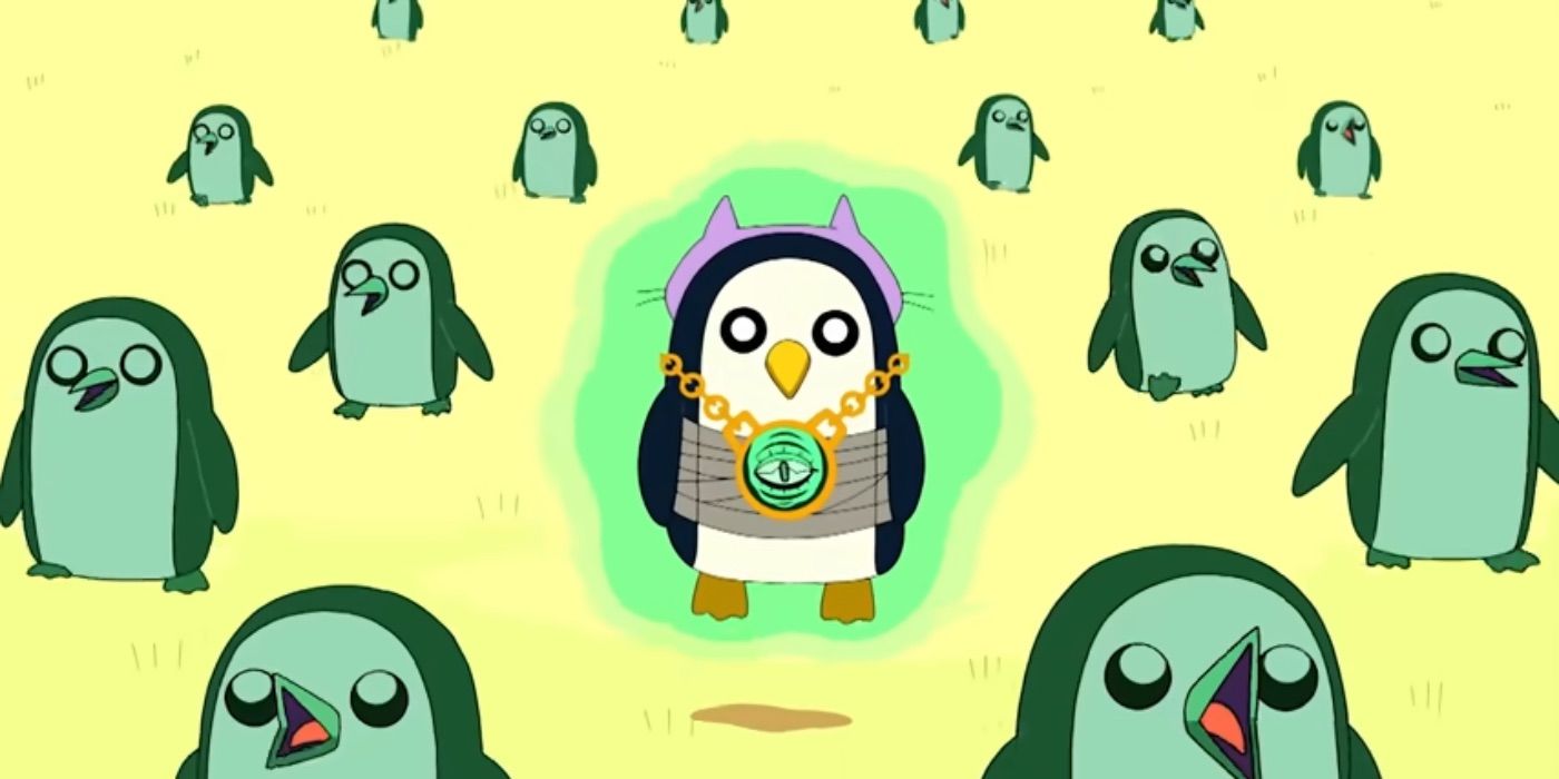 reign-006Gunter leading an army of penguins, surrounded by a mysterious aura. (Adventure Time)