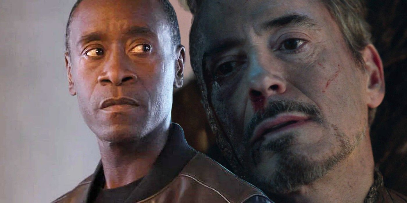 James Rhodes (Don Cheadle) and Tony Stark (Robert Downey Jr) in Secret Invasion and Endgame respectively