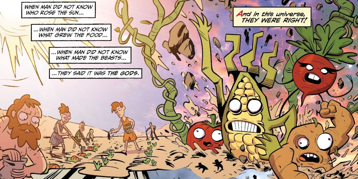 Vegetable gods from Rick and Morty growing from the ground