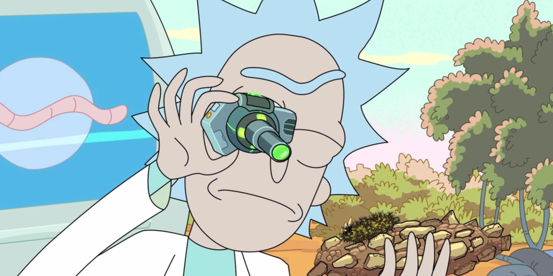 Rick examines a cob in Rick and Morty