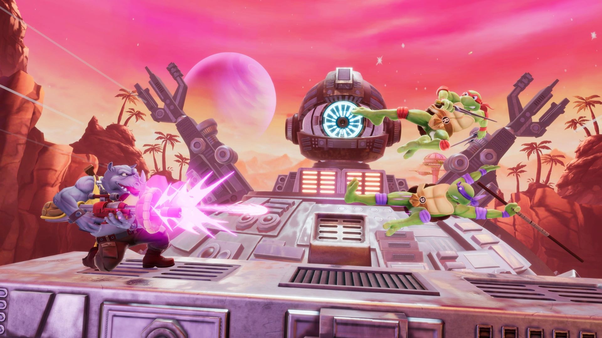Rocksteady vs Raphael and Donatello in Nickelodeon All-Star Brawl 2