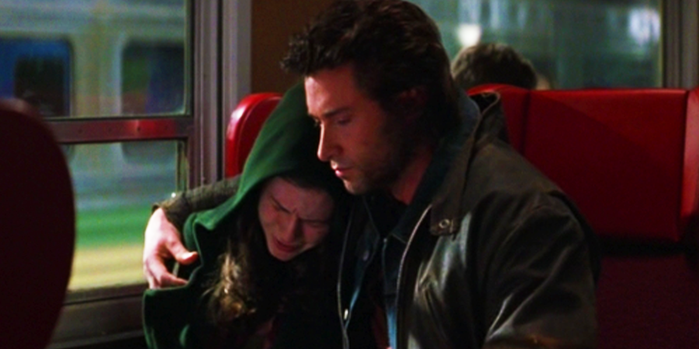 Rogue and Wolverine on a train in 2000's X-Men