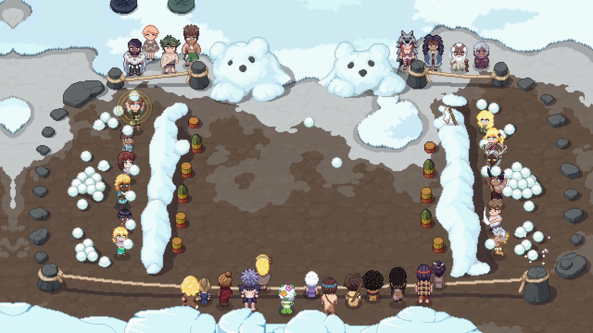 Roots of Pacha Snowball Fight event at the Winter Festival.