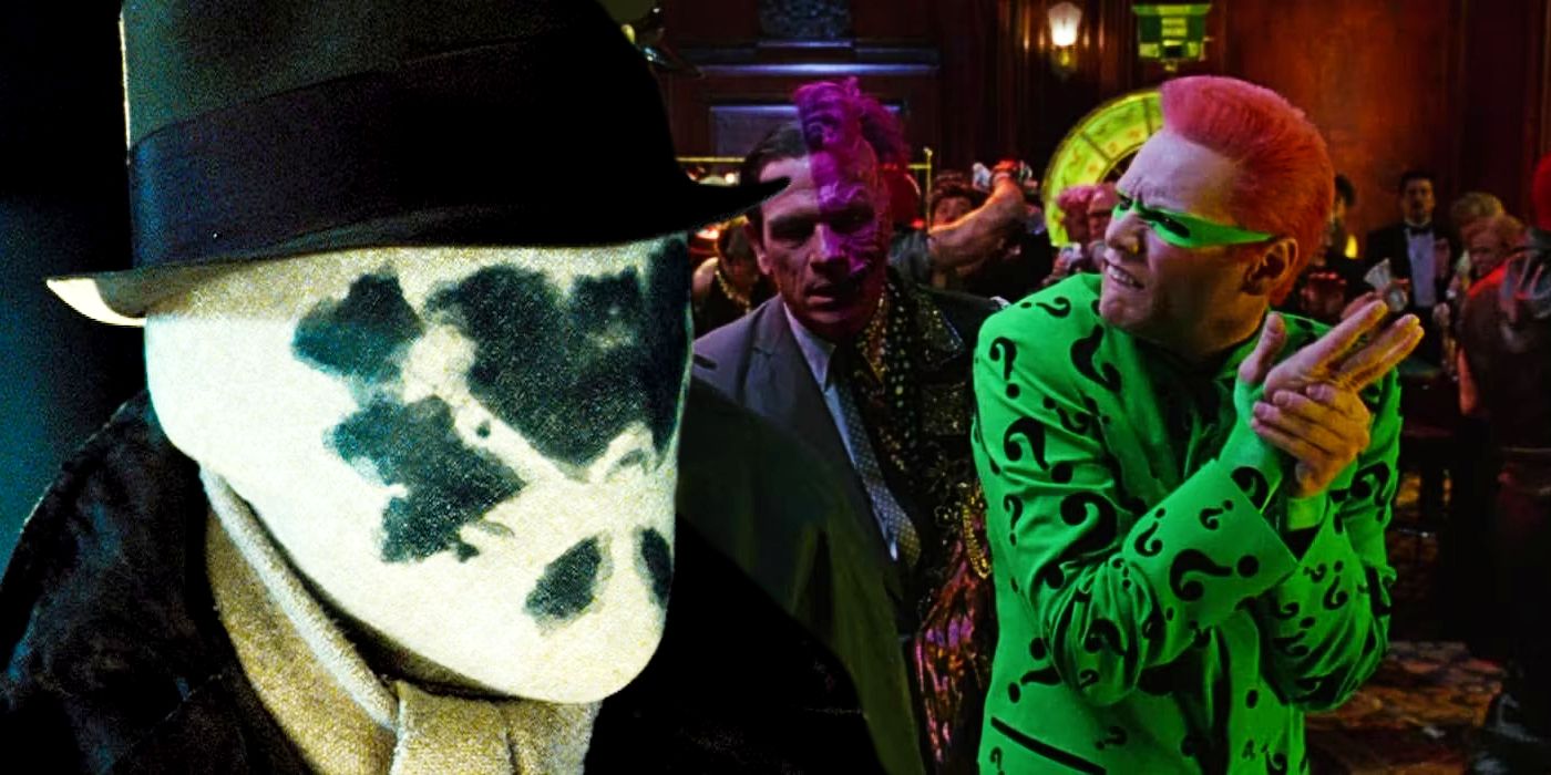 Rorschach in Watchmen and the Riddler and Two-Face in Batman Forever