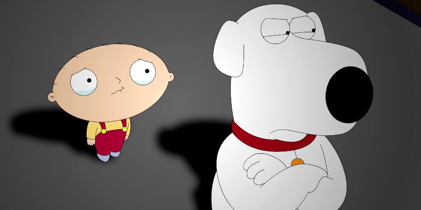 Sad Stewie and upset Brian in Family Guy
